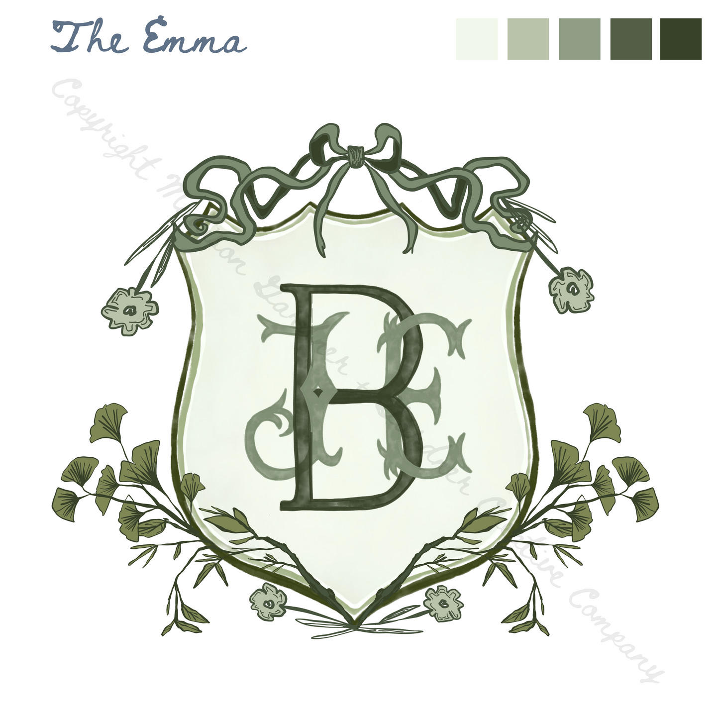 The Emma - Custom Wedding Crest - Custom Crest with Personalized Lettering