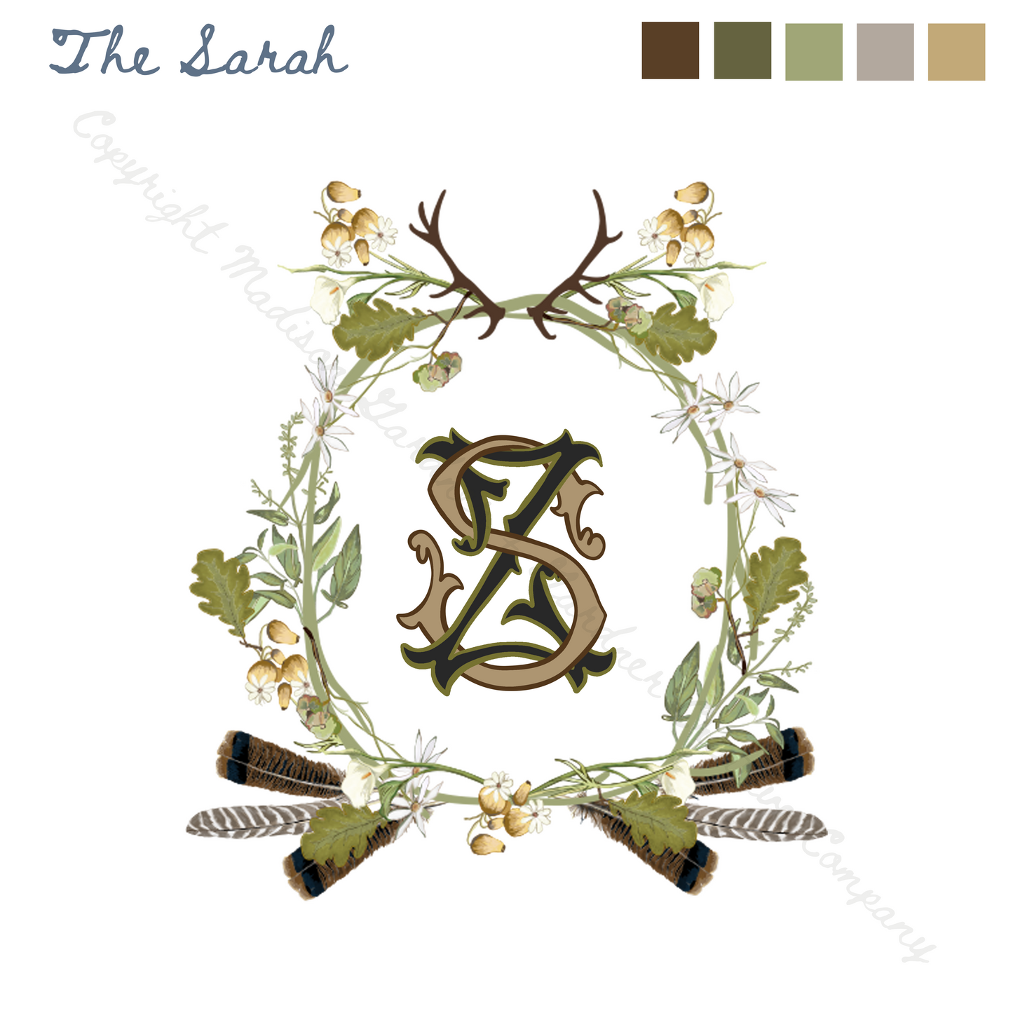 The Sarah - Custom Wedding Crest - Custom Crest with Personalized Lettering
