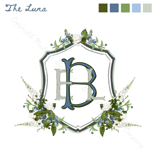 The Luna - Custom Wedding Crest - Custom Crest with Personalized Lettering