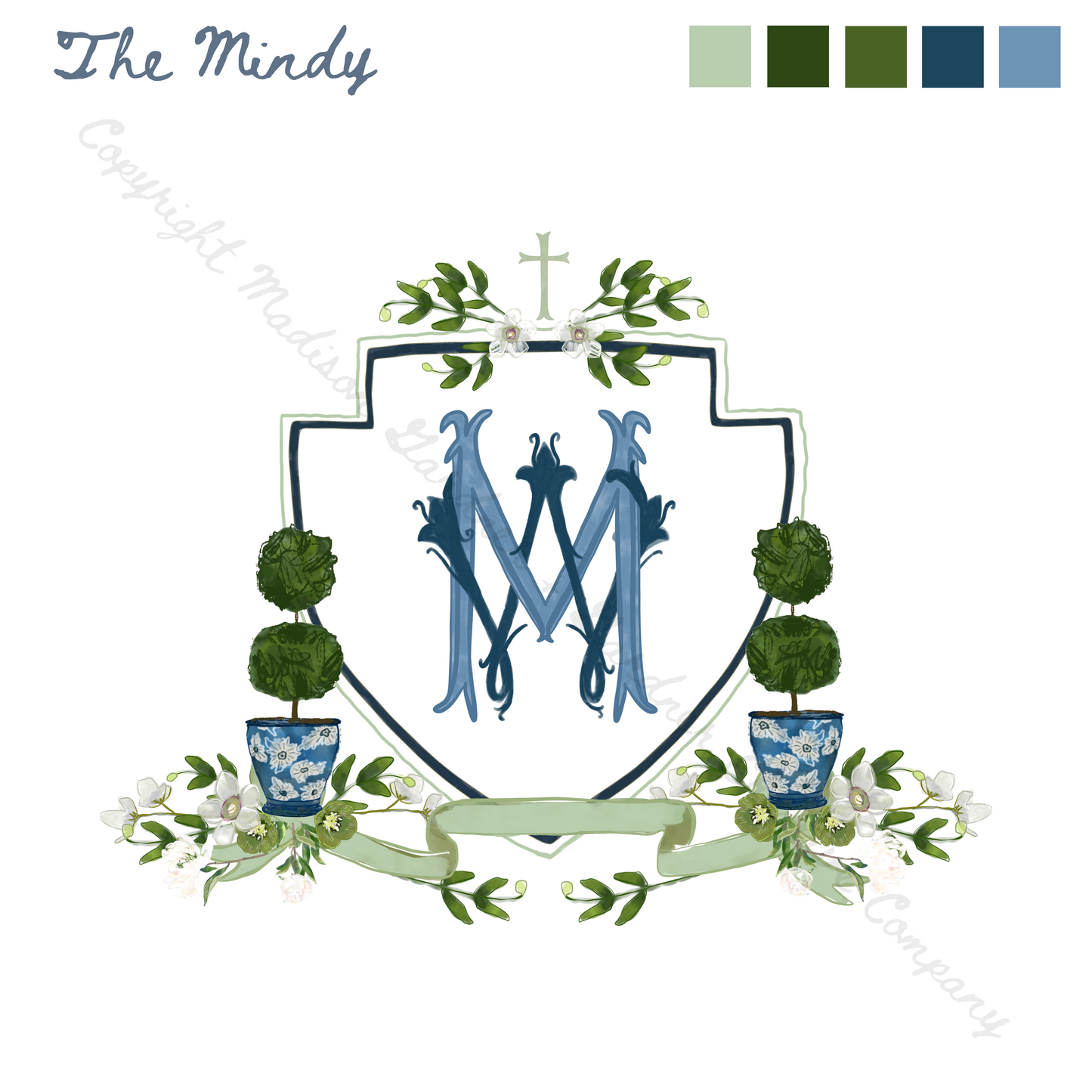 The Mindy - Custom Wedding Crest - Custom Crest with Personalized Lettering